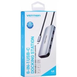  Vention USB3.1 Type-C --> HDMI/USB-C Gen 1/USB 3.0x3/PD 100W Hub 6-i (TOFHB) -  2