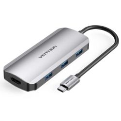  Vention USB3.1 Type-C --> HDMI/USB-C Gen 1/USB 3.0x3/PD 100W Hub 6-i (TOFHB) -  1