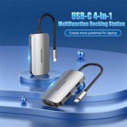  Vention USB3.1 Type-C --> HDMI/VGA/USB 3.0/PD 100W Hub 4-in-1 (TOAHB) -  3