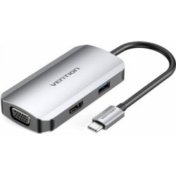  Vention USB3.1 Type-C --> HDMI/VGA/USB 3.0/PD 100W Hub 4-in-1 (TOAHB)
