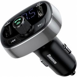 Автомобильное зарядное c FM модулятором CCALL-TM01 Baseus T typed Wireless MP3 charger with car holder Black