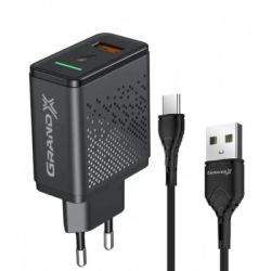   Grand-X Fast Charge 3--1 QC3.0, FCP, AFC, 18W + cable TypeC (CH-650T)