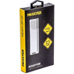  Maxxter, Grey, USB 3.0 - 3*USB 3.0 (F) / RJ-45(F) Gigabit Etherne 1000 Mbps,  (NEAH-3P-01) -  3