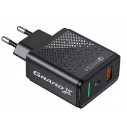    Grand-X Quick Charge 3.0 (1USB, 18W) Black +  USB-Lightning Black (CH-650L) -  3