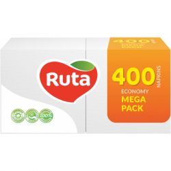 Салфетки столовые Ruta Mega Pack 1 слой 24х24 см Белые 400 шт. (4820023744622)
