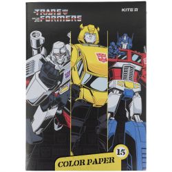 Цветная бумага Kite двухсторонняя А4 Transformers 15 листов (TF21-250)