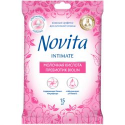 Салфетки для интимной гигиены Novita Intimate пребиотик Biolin 15 шт. (4823071616262)