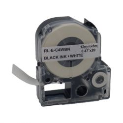 Лента для принтера этикеток UKRMARK RL-E-C4WBN-BK/WT, аналог LC4WBN. 12 мм х 8 м (CELC4WBN)