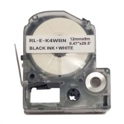 Лента для принтера этикеток UKRMARK RL-E-K4WBN-BK/WT, аналог LK4WBN. 12 мм х 9 м (CELK4WBN)