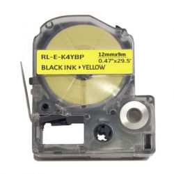 Лента для принтера этикеток UKRMARK RL-E-K4YBP-BK/YE, аналог LK4YBP. 12 мм х 9 м (CELK4YBP)