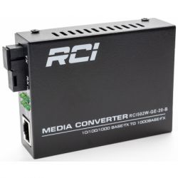 Медіаконвертер RCI 1G, 20km, SC, RJ45, Tx 1550nm standard size metal case (RCI502W-GE-20-B)