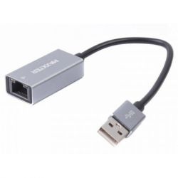 Мережева карта USB 2.0 Maxxter NEA-U2-01 з USB на Ethernet, 100 Mbps, метал, темно-сірий