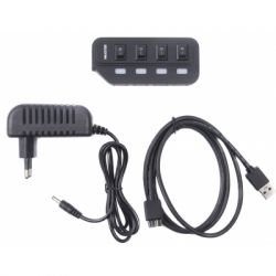 Хаб-юсб 2.0 Maxxter HU2A-4P-AC-02 на 4 порти, 1м Type-B кабель, 5V1A зарядка в комплекті, пластик, чорний - Картинка 4