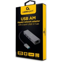   USB Cablexpert A-AMU3-LAN-01,  USB-A  Gigabit Ethernet, 3 Ports USB 3.1 Gen1 (5 Gbps), 1000 Mbps, ,  -  2