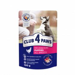 Влажный корм для собак Club 4 Paws для щенков с курицей в желе 100 г (4820083908897)
