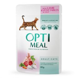 Влажный корм для кошек Optimeal со вкусом ягненка и овощей 85 г (4820083905445)