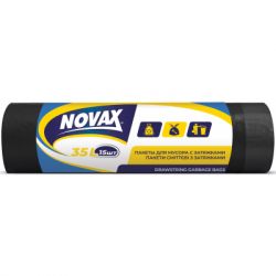 Пакеты для мусора Novax с затяжками Черные 35 л 15 шт. (4823058303963)
