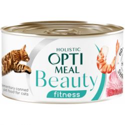 Консервы для кошек Optimeal Beauty Fitness полосатый тунец в соусе с креветками 70 г (4820215366229)