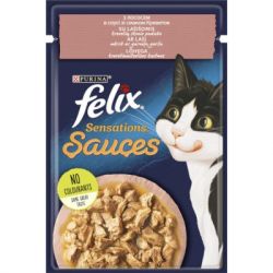 Влажный корм для кошек Purina Felix Sensations Sauces с лососем в соусе со вкусом креветок 85 г (7613039836026)
