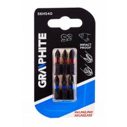 Набор бит Graphite ударных PH1 / 2/3, PZ1/2/3 x 25 мм, 6 шт. (56H540) - Картинка 2