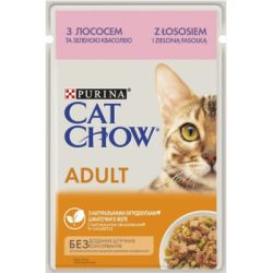Влажный корм для кошек Purina Cat Chow Adult с лососем и зеленой фасолью в желе 85г (7613036595063)