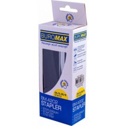 Степлер Buromax RUBBER TOUCH, 20 арк., скобы №24; 26, 127х54х33 мм, черный (BM.4202-01) - Картинка 2