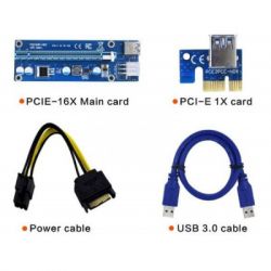  PCI-E x1 to 16x 60cm USB 3.0 Cable SATA to 6Pin Power v.006C Dynamode (RX-riser-006c 6 pin) -  4