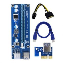  Dynamode RX-riser-006c 6 pin, PCI-E x1 to 16x 60cm USB 3.0 Cable SATA to 6Pin Power v.006C Blue