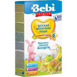 Детская каша Bebi Premium молочная Фруктово-злаковое ассорти +6 мес. 200 г (1105060)
