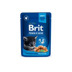 ������� ���� ��� ����� Brit Premium Cat Pouches Chicken Chunks for Kitten 100 � (8595602506026)