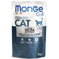 Влажный корм для кошек Monge Cat Grill Sterilised форель 85 г (кусочки в жиле) (8009470013659)