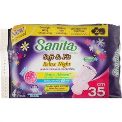 Гигиенические прокладки Sanita Soft & Fit Relax Night Wing 35 см 4 шт. (8850461601054)