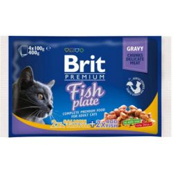 Влажный корм для кошек Brit Premium Cat рыбная тарелка 4 шт по 100 г (8595602506248)