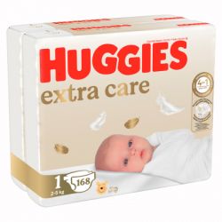 ϳ Huggies Extra Care 1 (2-5 ) M-Pack 168  (5029054234747/5029053549620) -  2