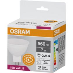 Osram   LED VALUE, MR16, 7W, 4000K, GU5.3 4058075689343 -  2