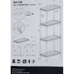 Стелаж Toomax 4 полиці cm. 80x40x138h black (5140) - Картинка 6