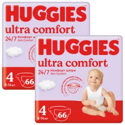 ϳ Huggies Ultra Comfort 4 (7-18 ) M-Pack 132  (5029053590523) -  2
