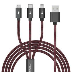   USB 2.0 AM to Lightning + Micro 5P + Type-C red Proda (PD-B65th-RD)