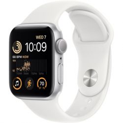 - Apple Watch SE 2022 GPS 40mm Silver Aluminium Case with White Sport Band - Regular (MNJV3UL/A) -  2