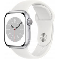 - Apple Watch Series 8 GPS 41mm Silver Aluminium Case with White Sport Band - Regular (MP6K3UL/A) -  1