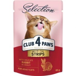 Влажный корм для кошек Club 4 Paws Selection Плюс Полоски с кроликом в соусе 85 г (4820215368087)