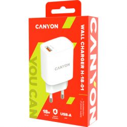   Canyon Wall charger 1*USB, QC3.0 18W (CNE-CHA18W) -  3
