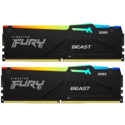  8Gb x 2 (16Gb Kit) DDR5, 5200 MHz, Kingston Fury Beast RGB, Black, 40-40-40, 1.25V,   (KF552C40BBAK2-16)