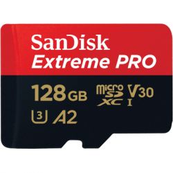   SanDisk 128 GB microSDXC UHS-I U3 Extreme Pro+SD Adapter (SDSQXCD-128G-GN6MA) -  2