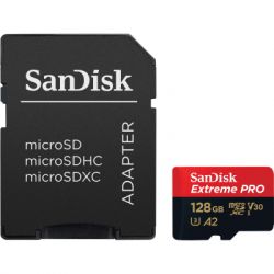   SanDisk 128 GB microSDXC UHS-I U3 Extreme Pro+SD Adapter (SDSQXCD-128G-GN6MA)