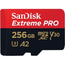   SanDisk 256 GB microSDXC UHS-I U3 Extreme Pro+SD Adapter (SDSQXCD-256G-GN6MA) -  2