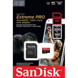  ' SanDisk  ' microSD 256GB C10 UHS-I U3 R200/W140MB/s Extreme Pro V30 + SD SDSQXCD-256G-GN6MA -  5