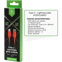   USB-C to Lightning 1.0m 20W Nylon Red Vinga (VCDCCLM531) -  2