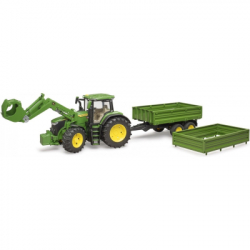 Спецтехніка Bruder трактор John Deere 7R 350 з навантажувачем та причепом (03155) - Картинка 3