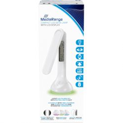   Mediarange Compact LED desk lamp with LCD display, glossy-white (MROS502) -  3